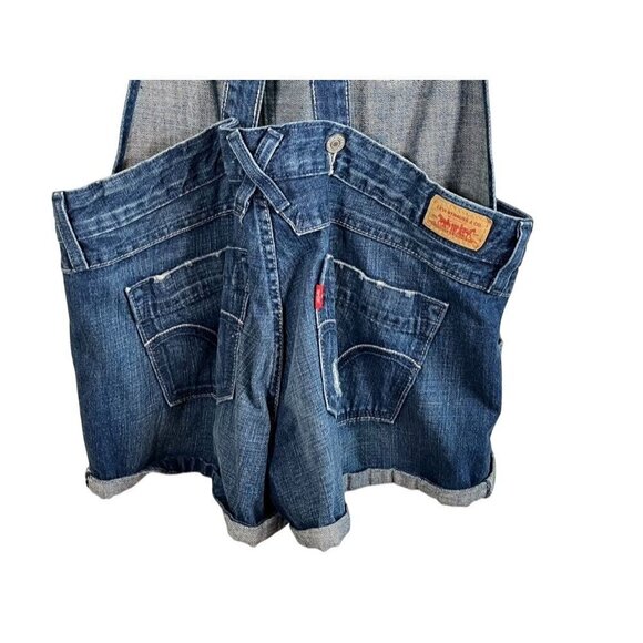 Levis Denim Jean Shorts L Blue Overalls Retro Concert Western Y2K Boho Classic - Picture 11 of 16